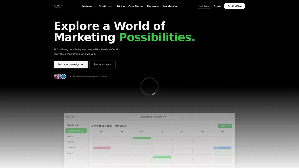 Homepage snapshot at launch