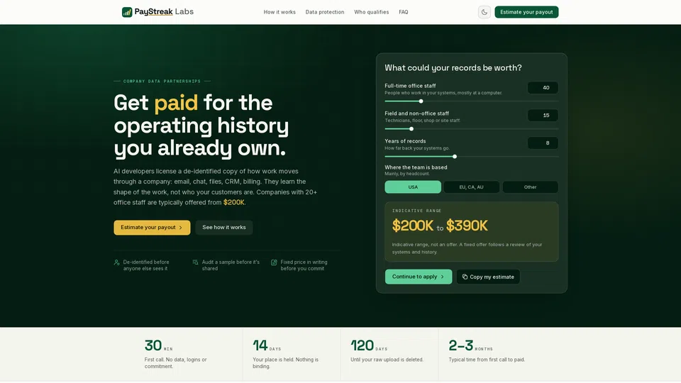 Homepage snapshot at launch