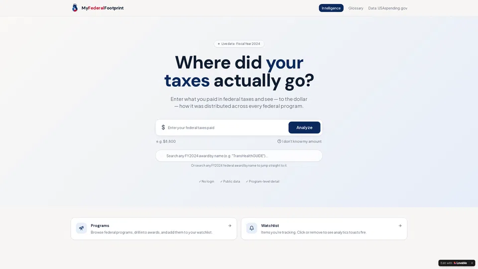 Homepage snapshot at launch