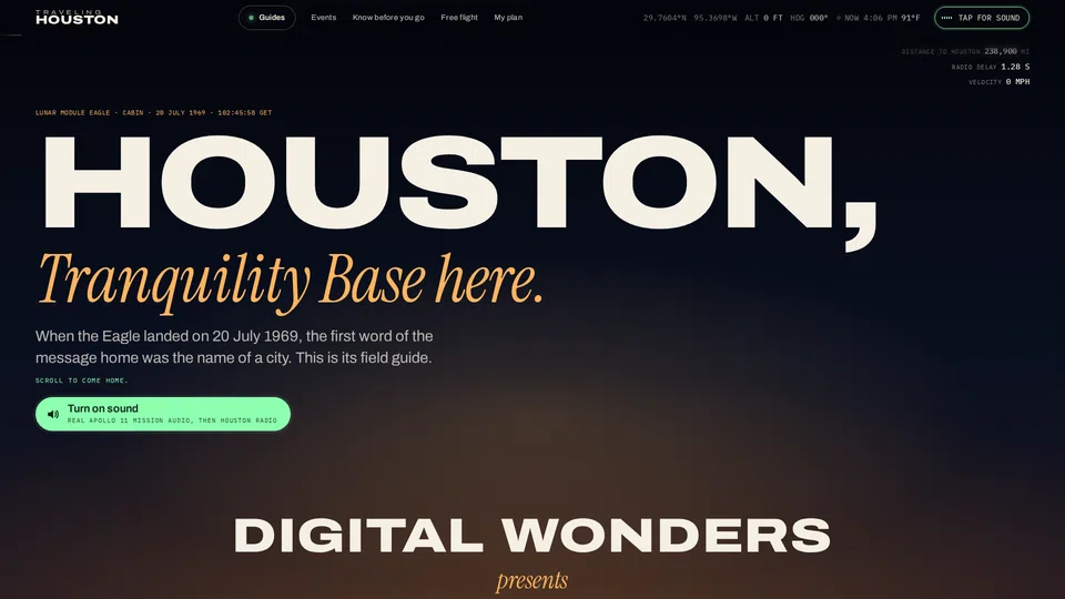 Homepage snapshot at launch