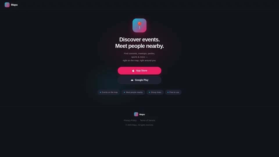 Homepage snapshot at launch