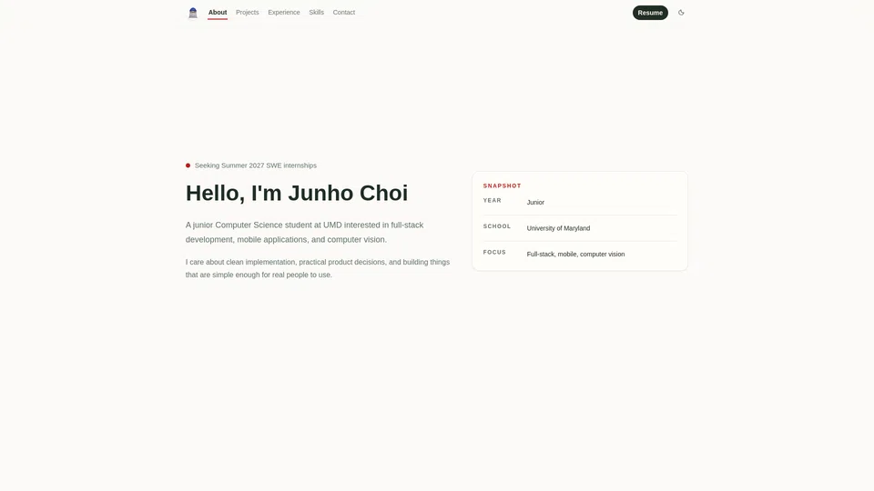 Homepage snapshot at launch