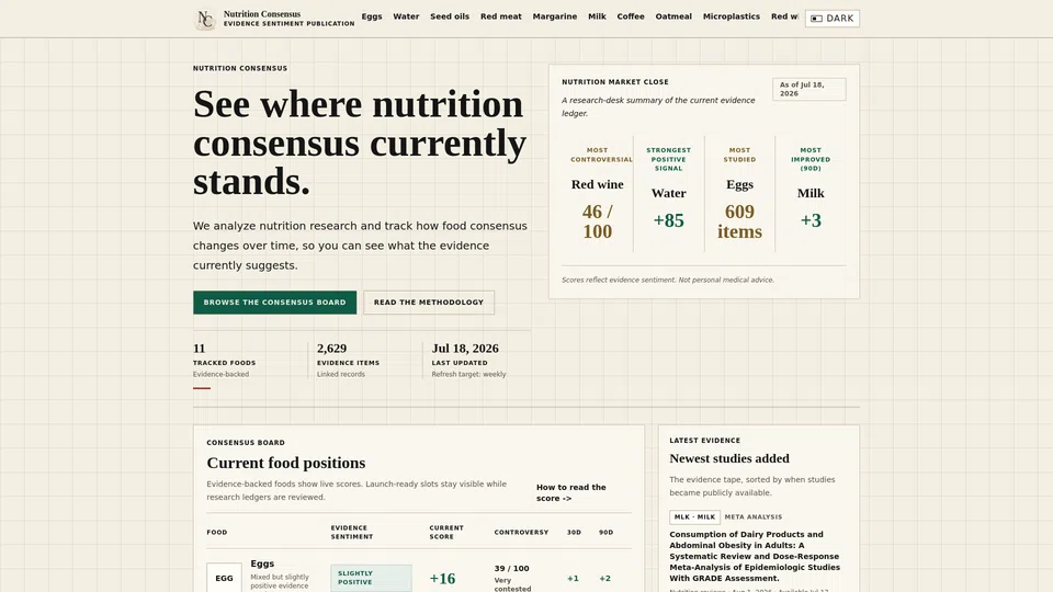Homepage snapshot at launch