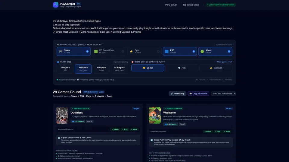 Homepage snapshot at launch