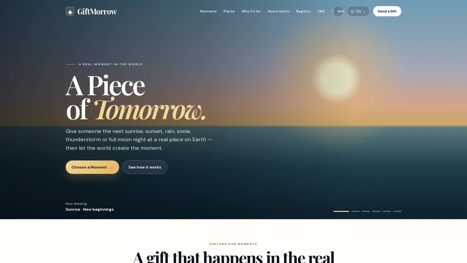Homepage snapshot at launch
