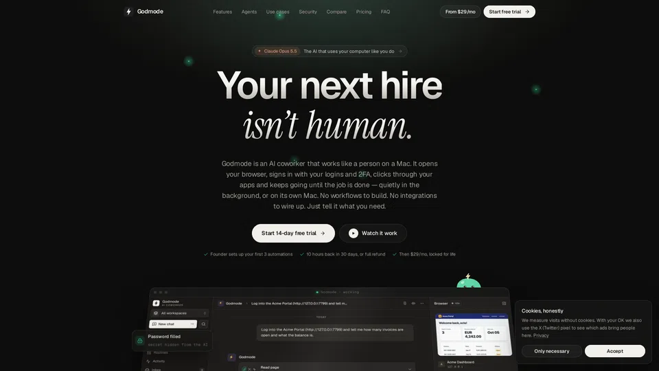 Homepage snapshot at launch