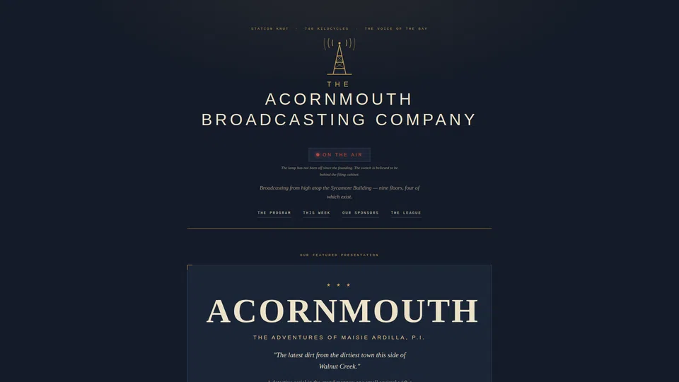 Homepage snapshot at launch