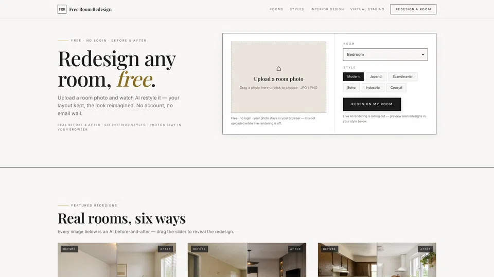Homepage snapshot at launch