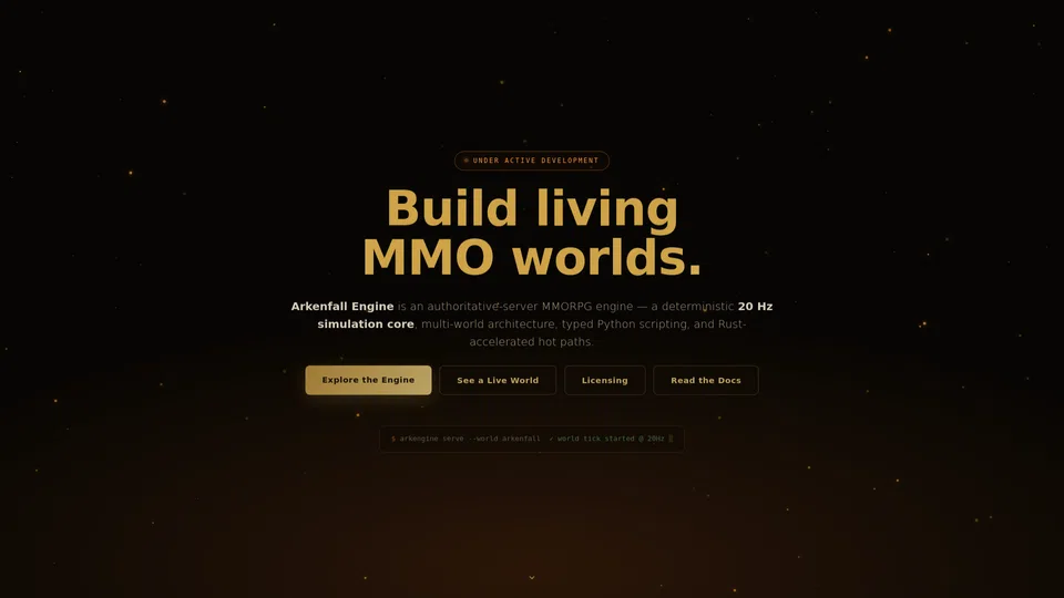 Homepage snapshot at launch