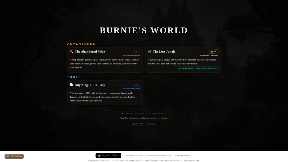 Homepage snapshot at launch