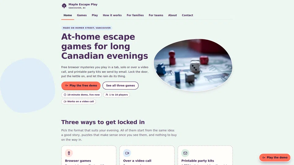 Homepage snapshot at launch