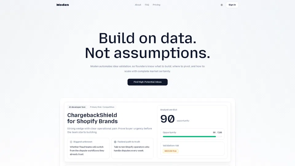 Homepage snapshot at launch