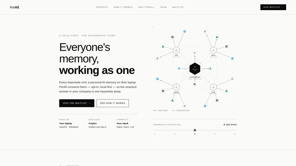 Homepage snapshot at launch
