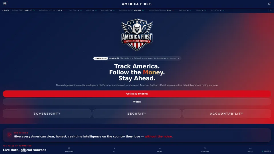Homepage snapshot at launch