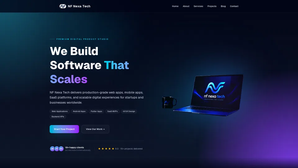 Homepage snapshot at launch