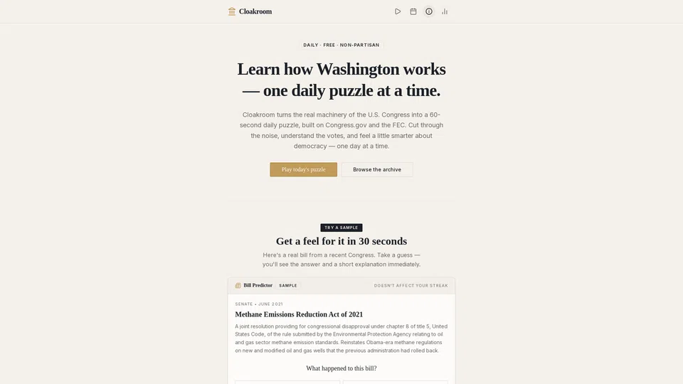 Homepage snapshot at launch