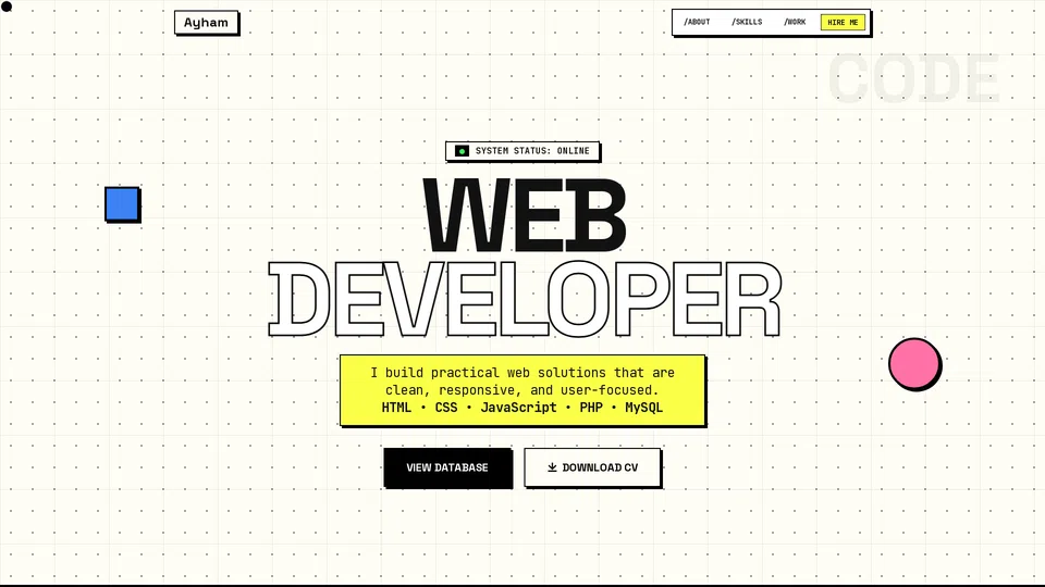 Homepage snapshot at launch