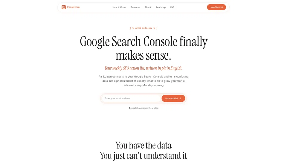 Homepage snapshot at launch