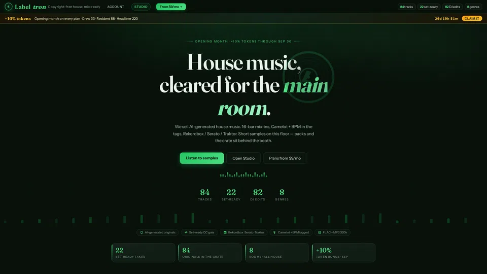 Homepage snapshot at launch
