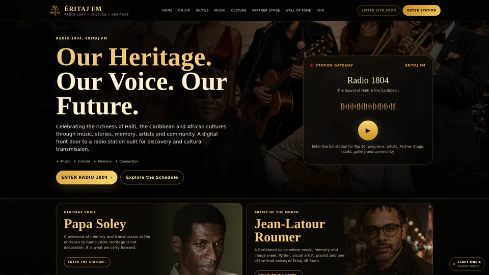 Homepage snapshot at launch