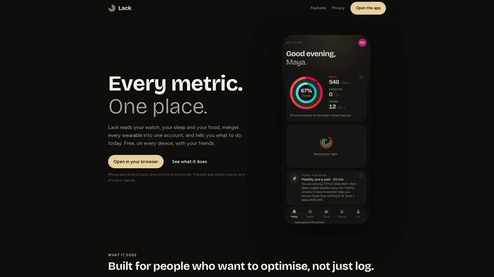 Homepage snapshot at launch