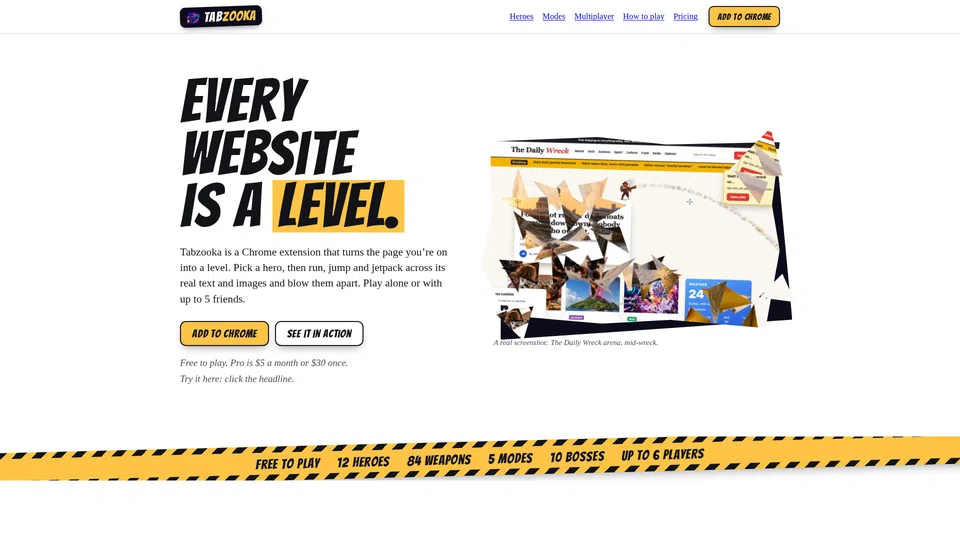 Homepage snapshot at launch