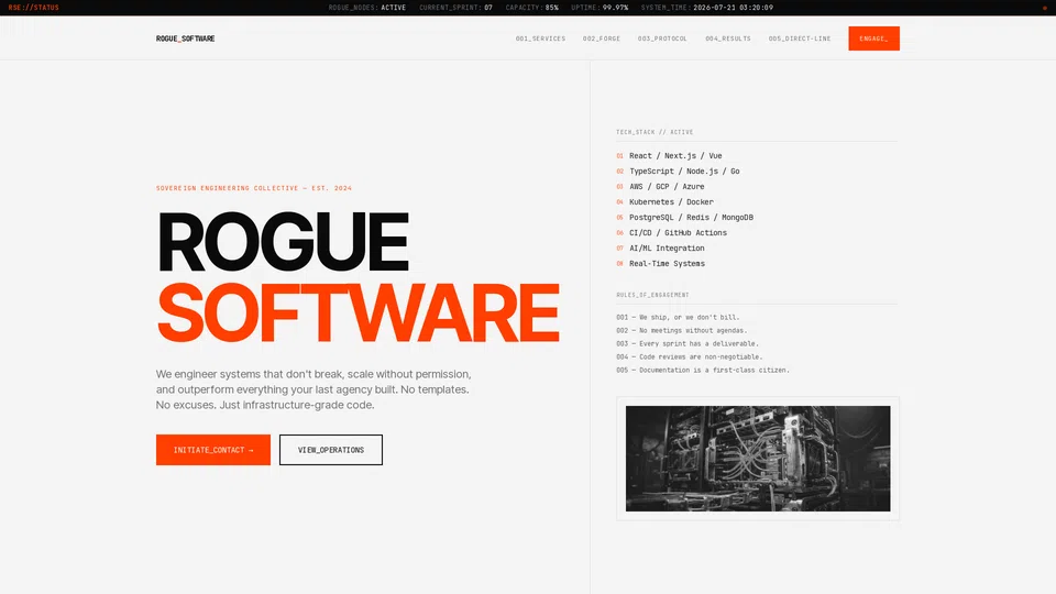 Homepage snapshot at launch