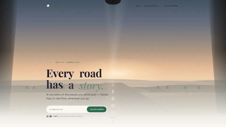 Homepage snapshot at launch
