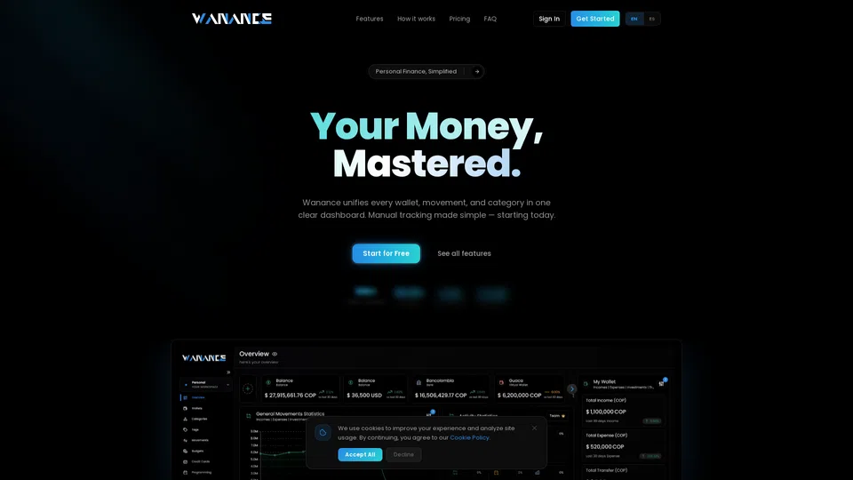 Homepage snapshot at launch