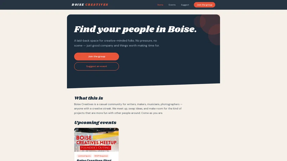 Homepage snapshot at launch