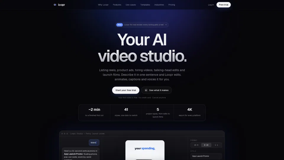Homepage snapshot at launch