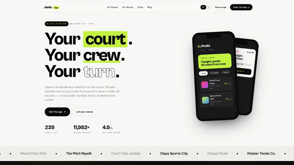 Homepage snapshot at launch