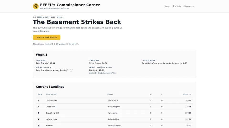 Homepage snapshot at launch