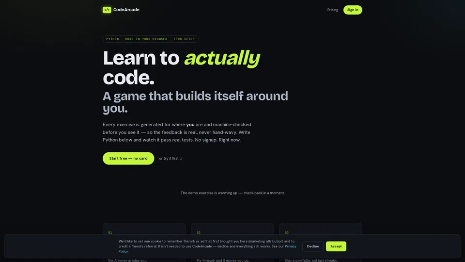 Homepage snapshot at launch