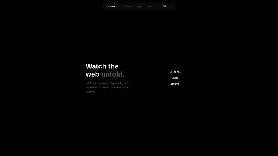 Homepage snapshot at launch