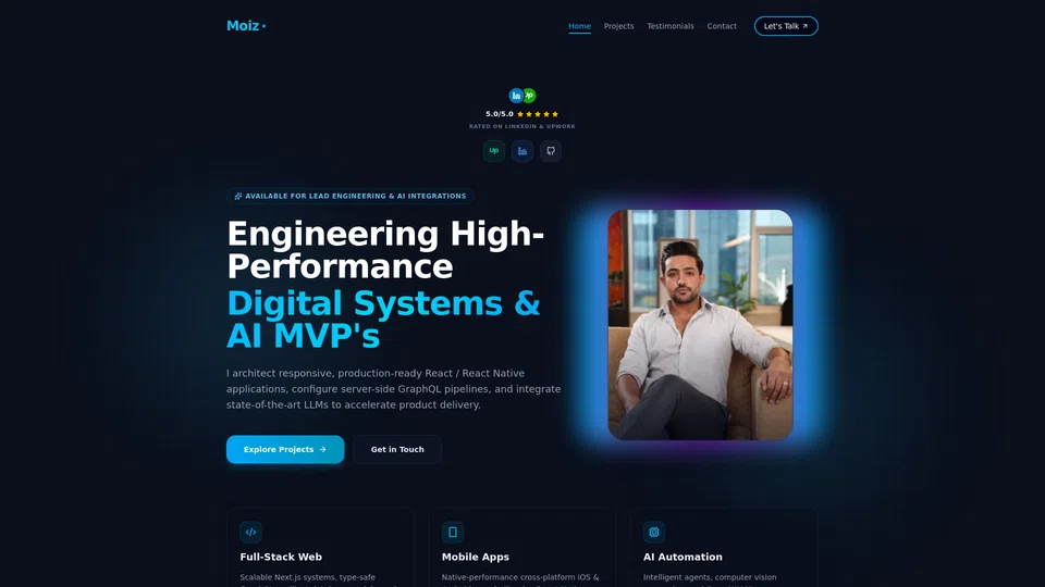 Homepage snapshot at launch