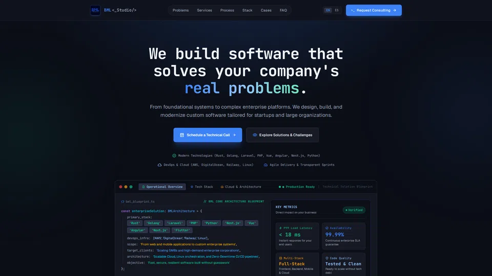 Homepage snapshot at launch