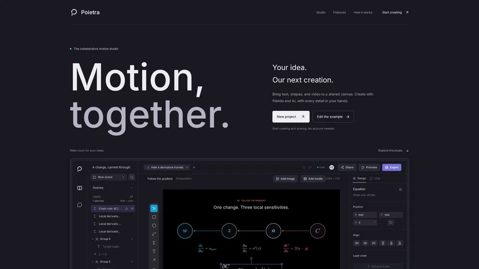 Homepage snapshot at launch