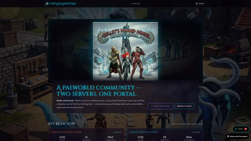 Homepage snapshot at launch