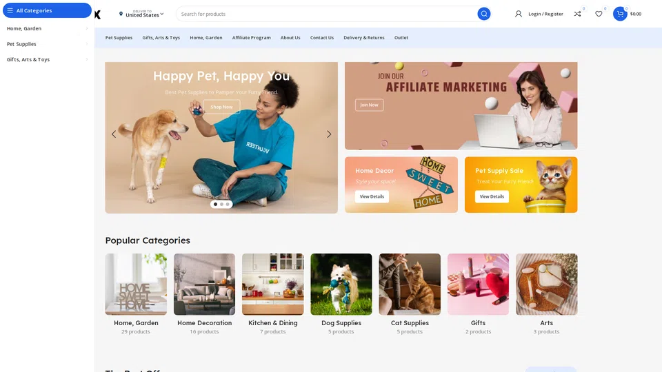 Homepage snapshot at launch