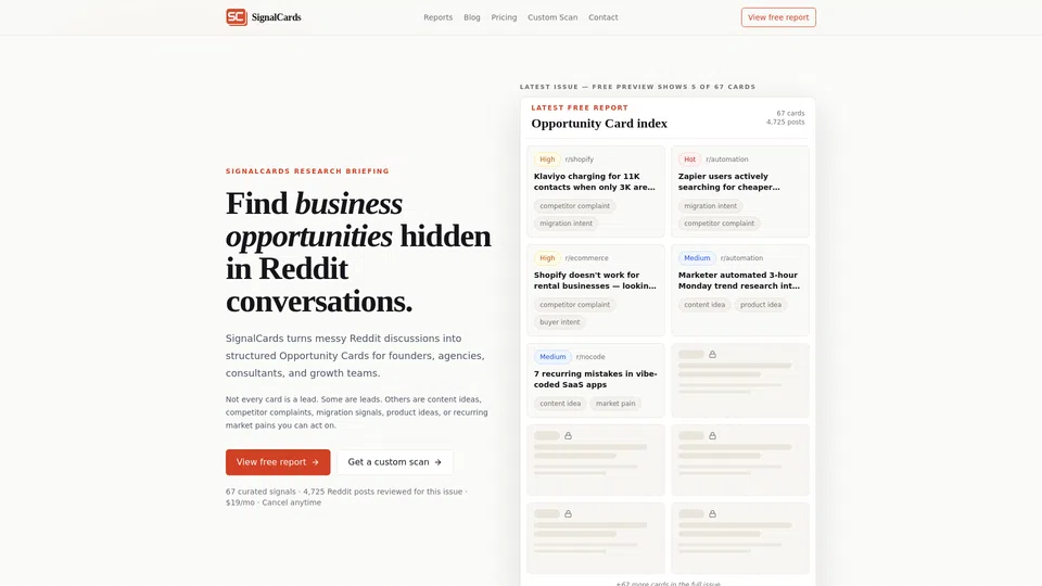 Homepage snapshot at launch