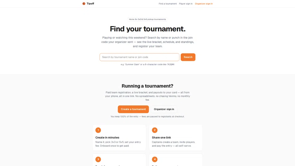 Homepage snapshot at launch