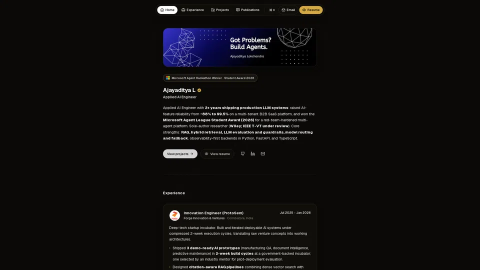 Homepage snapshot at launch