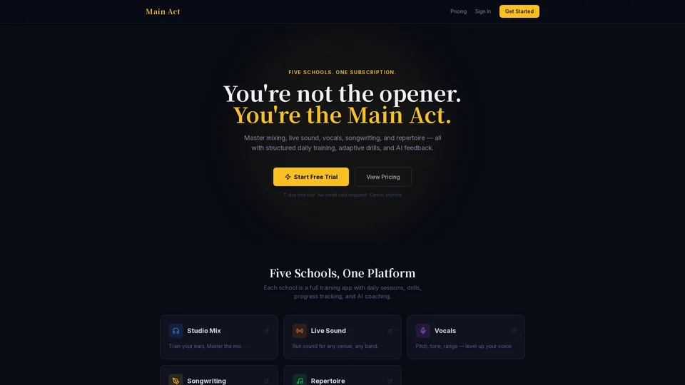 Homepage snapshot at launch