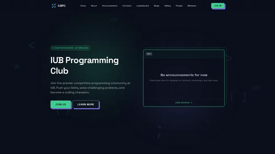 Homepage snapshot at launch