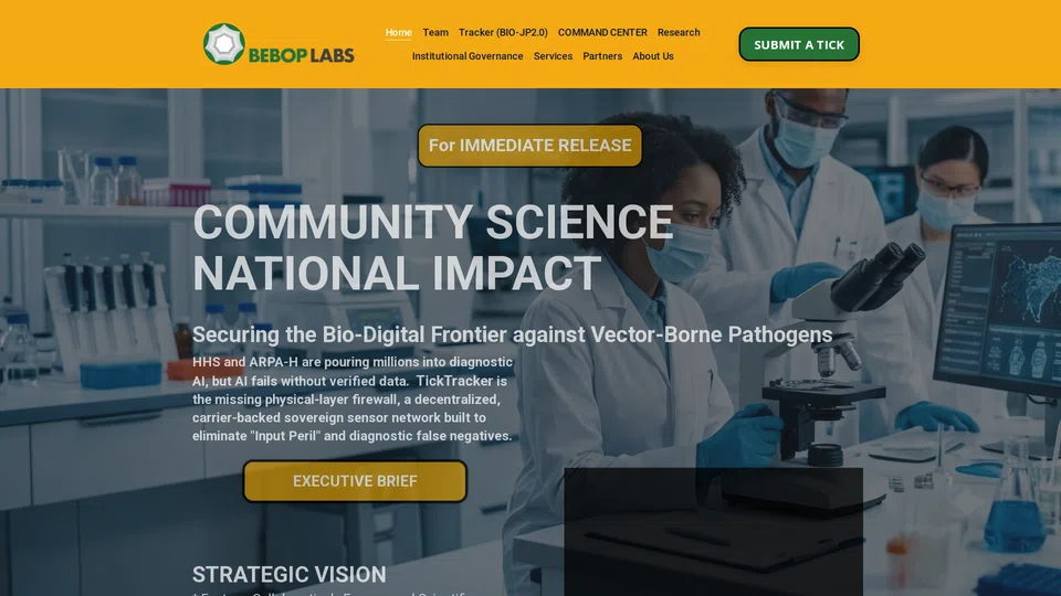 Homepage snapshot at launch