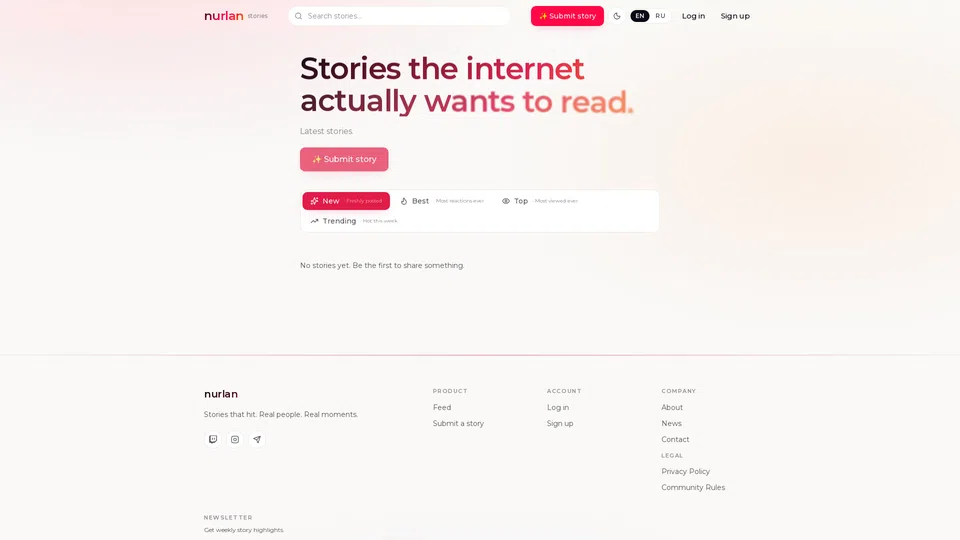 Homepage snapshot at launch