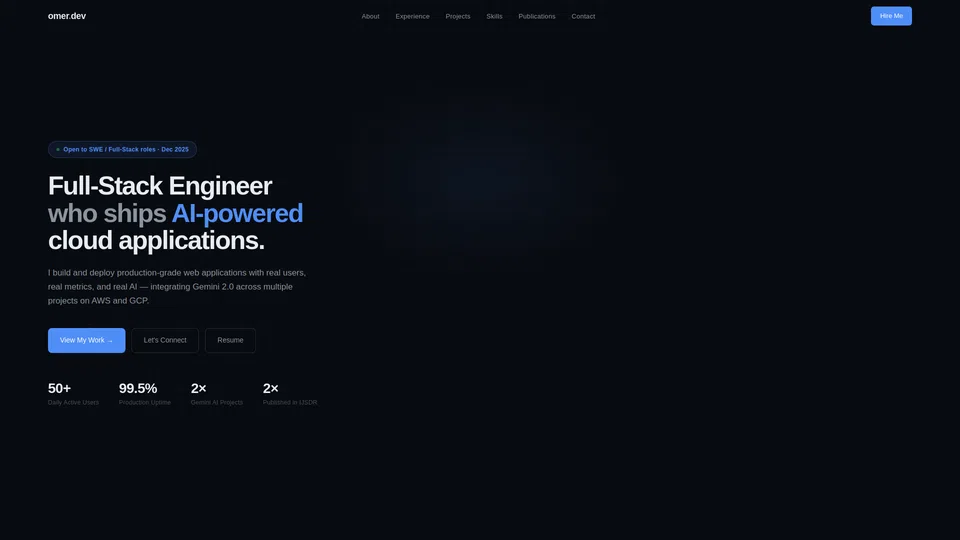 Homepage snapshot at launch