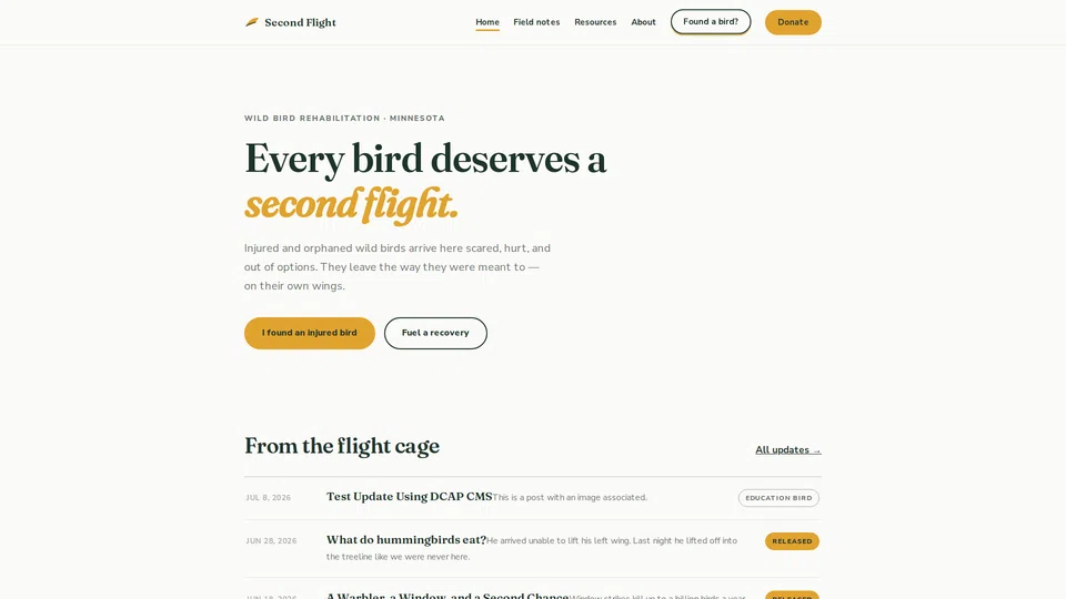 Homepage snapshot at launch