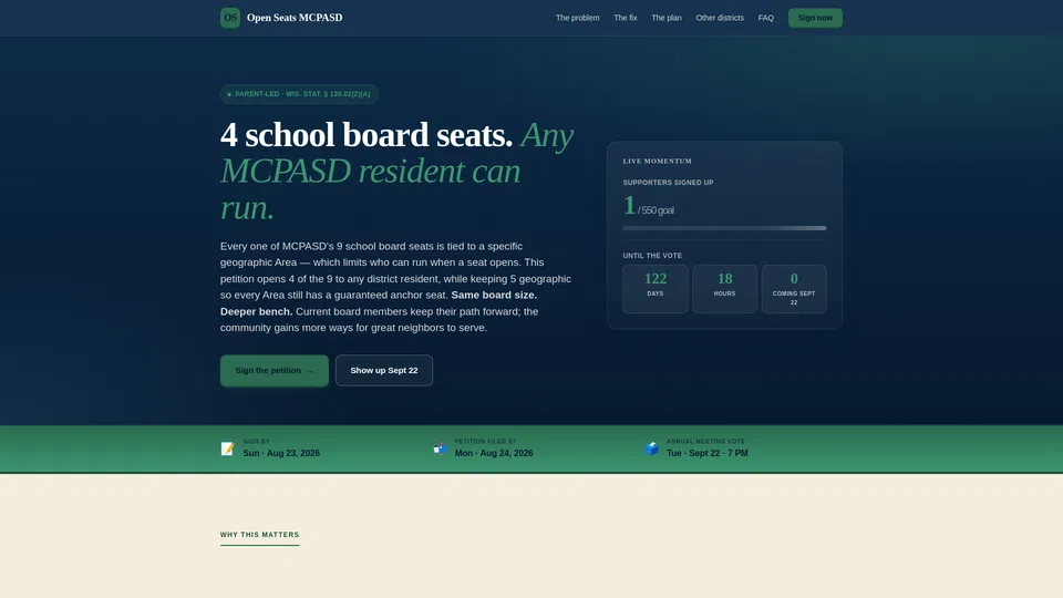 Homepage snapshot at launch